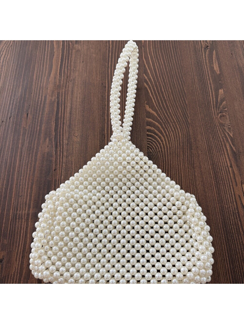 White Faux Pearl Beaded Clutch Bag